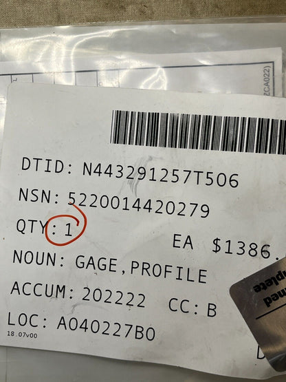 RAYTHEON 58A164B967 PROFILE GAGE 5220014420279 5220-01-442-0279 NOS