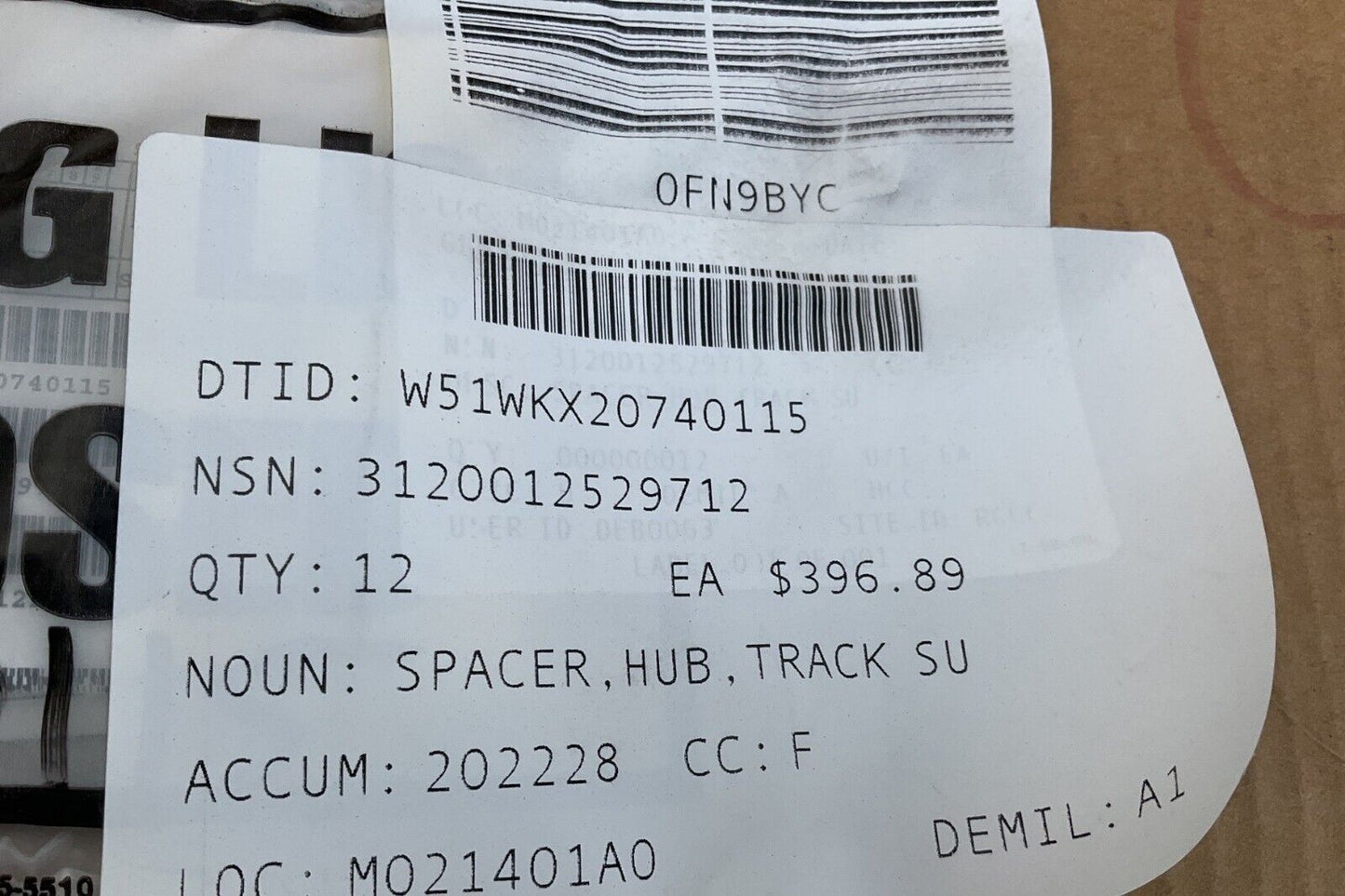 MILITARY M1 FULL TRUK TRACK SU HUB SPACER 12345243 3120-01-252-9712