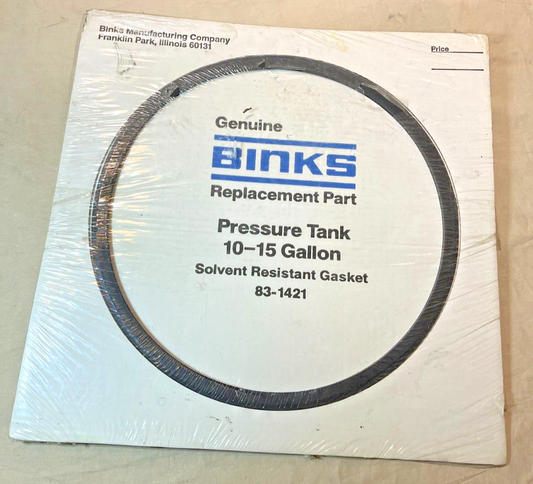 GENUINE OEM BINKS 83-1421 PRESSURE TANK SOLVENT RESISTANT GASKET 10-15 GALLON