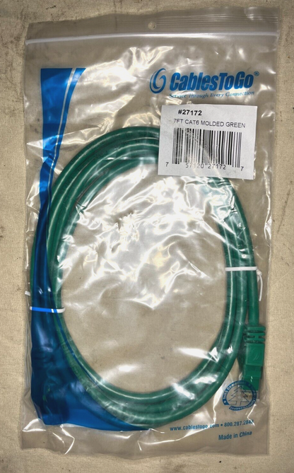 LOT OF 100 27172 CAT6 550MHZ SNAGLESS 7FT ETHERNET NETWORK PATCH CABLE GREEN