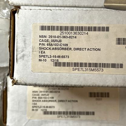 AIRCRAFT HORNET F/A-18 DIRECT ACTION SHOCK ABSORBER 65A102-C109 2510-01-363-0214