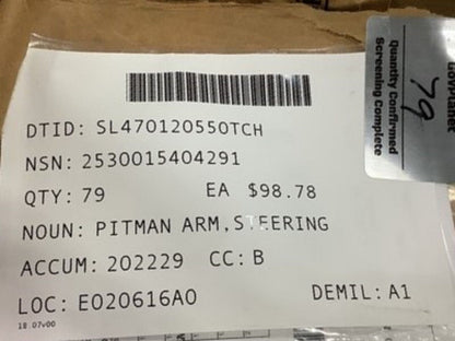 MRAP (JERRV) 4X4, 6X6 VARIANT 10" 1435-KK1 VEHICULAR STEERING PITMAN ARM NOS