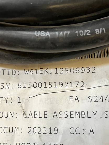 M870A3 SEMI TRAILER HKS-046 14/7, 10/2, 8/1 CABLE ASSEMBLY 6150-01-519-2172 NOS
