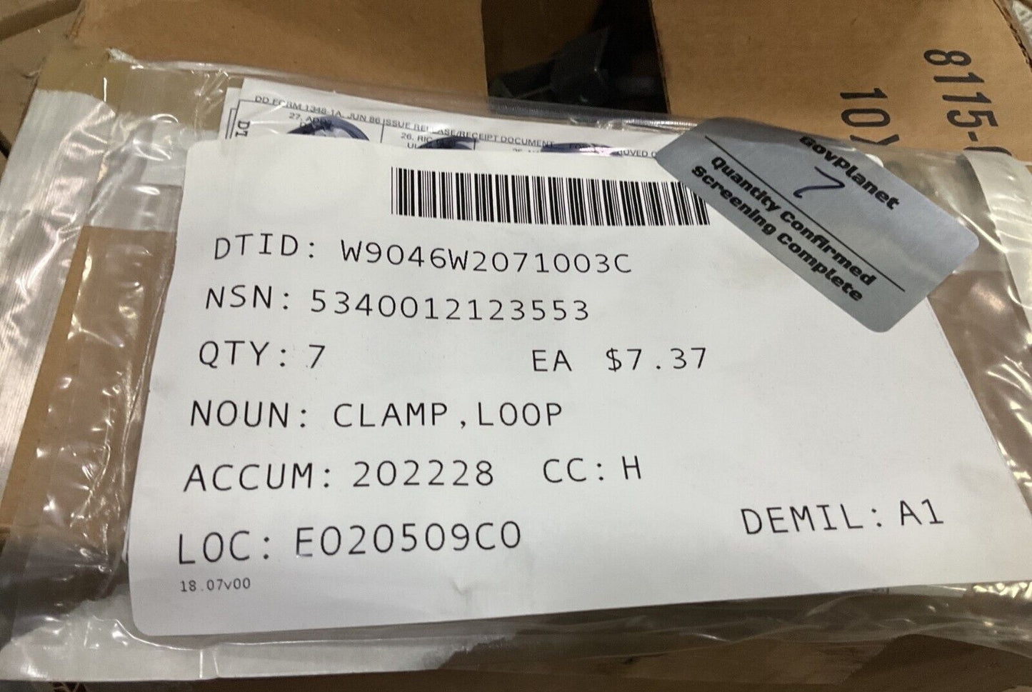 HMMWV M998 2 PLAIN U BOLT CLAMP, LOOP  12338343-1 5584414  5340-01-212-3553