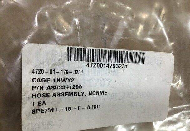 MILITARY RT240, DVD A363341200 NONMETALLIC HOSE ASSEMBLY 4720-01-479-3231