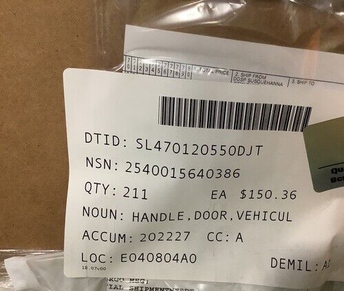 MRAP MAXXPRO ISS DASH HANDLE DOOR OUTSIDE ASSY 3682190C92L 2540-01-564-0386