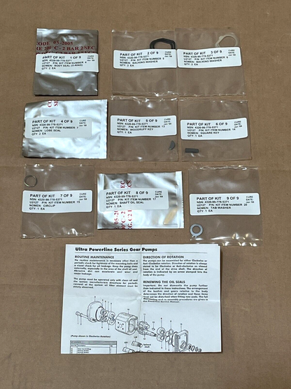 ULTRA DYNAMIC 1PPD7111-23A MAINTENANCE ROTARY PUMP KIT 6230-280 4320-99-778-5371