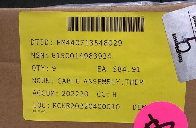 THERMOCOUPLE CABLE ASSEMBLY, MONITOR CABLE USE W/THERMISTOR PROBE 6515NCM990315