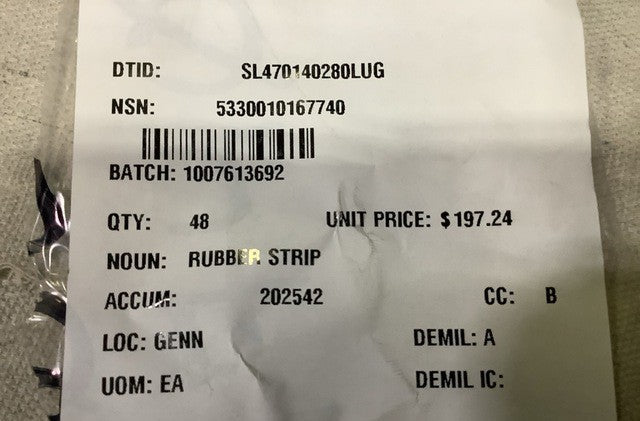 Rubber Strip F100-PW-200 NSN 5330-01-016-7740 - photo 3