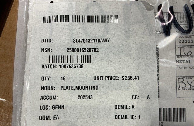Mounting Plate 3693078C2 NSN 2590-01-652-0782 - photo 3