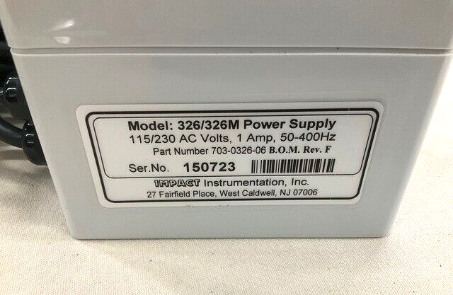 IMPACT 326/326M PORTABLE ASPIRATORS POWER SUPPLY 703-0326-06 6515-01-504-3306