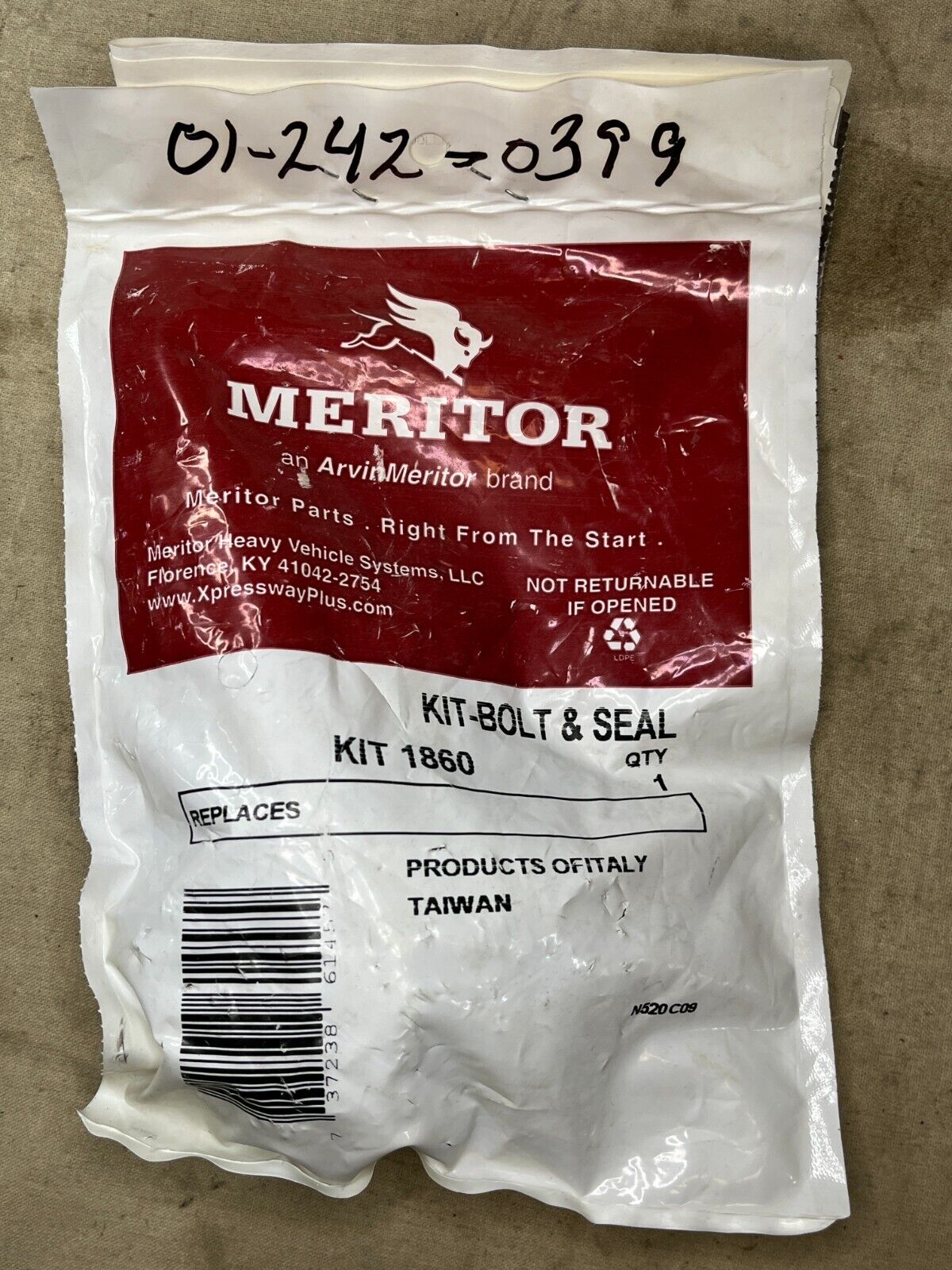 M915 TRUCK MERITOR A1-2297-L-3158 WEDGE BRAKE BOLT & SEAL KIT 5306-01-242-0399