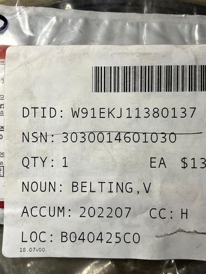 M35 TRUCK SERIES DAYCO 20-7162 SERPENTINE FAN BELT V BELTING 3030-01-460-1030
