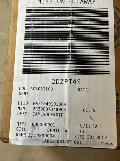 HEAVY DUTY ELECTRIC PARALLEL MAGNETIC SWITCH, CAP SOLENOID 24V 2920-00-734-8903