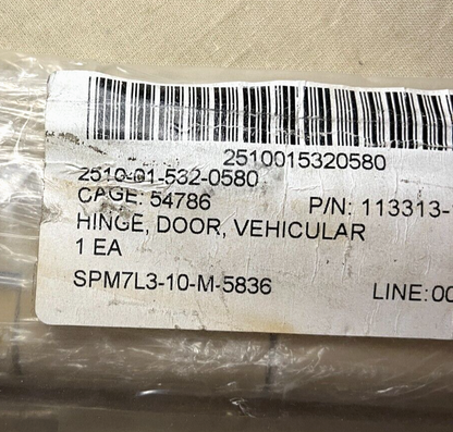 BAE PLS VEHICULAR DOOR HINGE P/N 113313-1-103 NSN 2510-01-532-0580 I0315