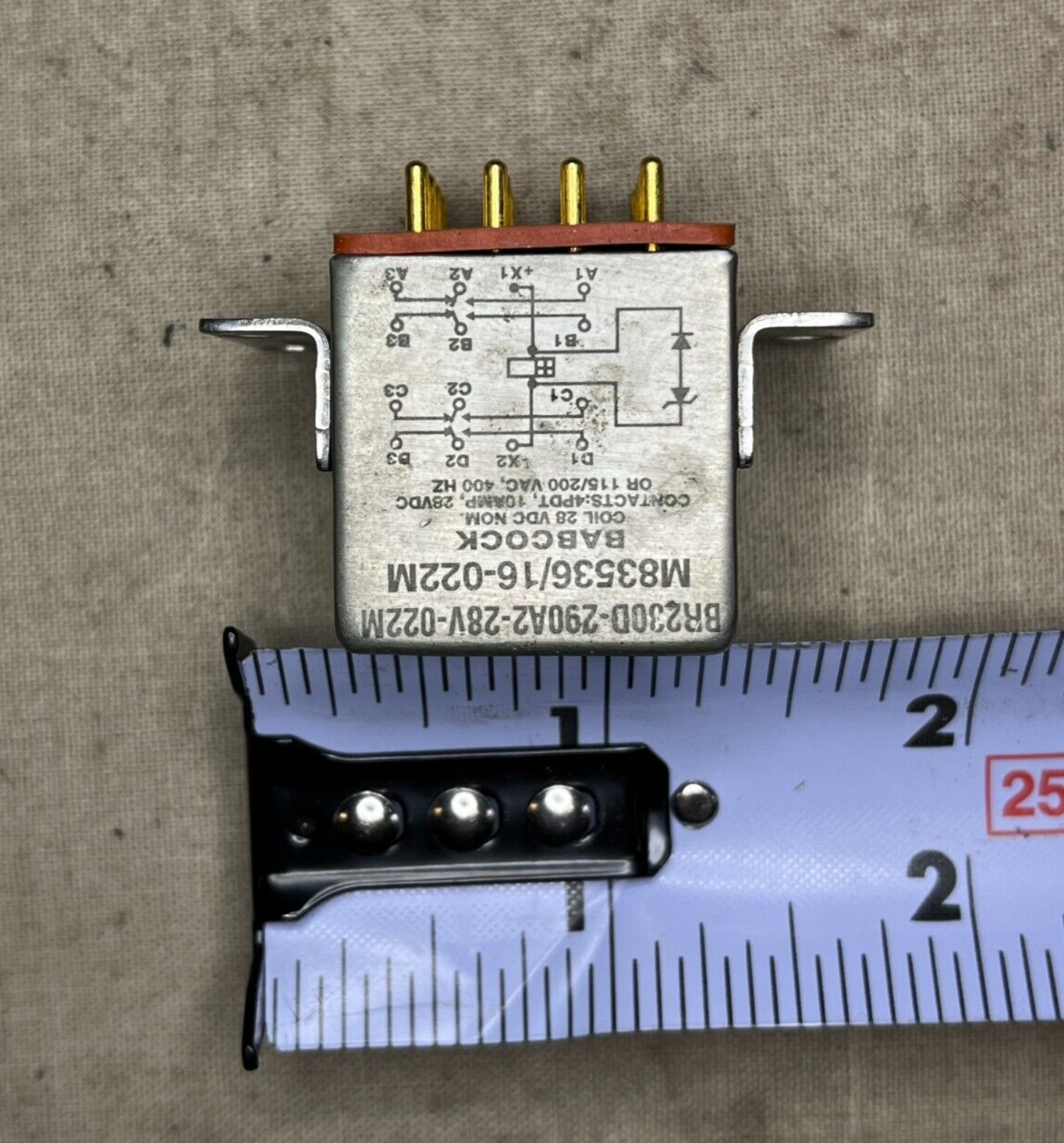 BABCOCK M83536/16-022M 28V 10A ELECTROMAGNETIC RELAY MIL-R-6106 5945-01-225-8872