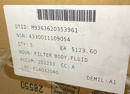 M939 M809 AN/TPQ-36 6X6 FLUID FILTER BODY 025642400 S 256424 4330-01-110-9054