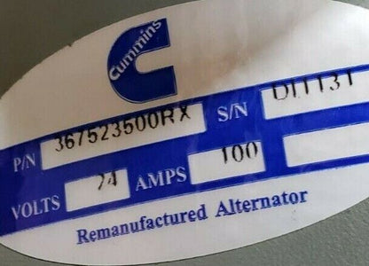 Cummins 24V Alternator 367523500RX Fits RTCH Kalmar RT240 12J1339