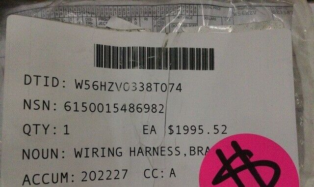 Military RG31 BAE Systems R0062184 Branched Wiring Harness 6150-01-548-6982 NOS