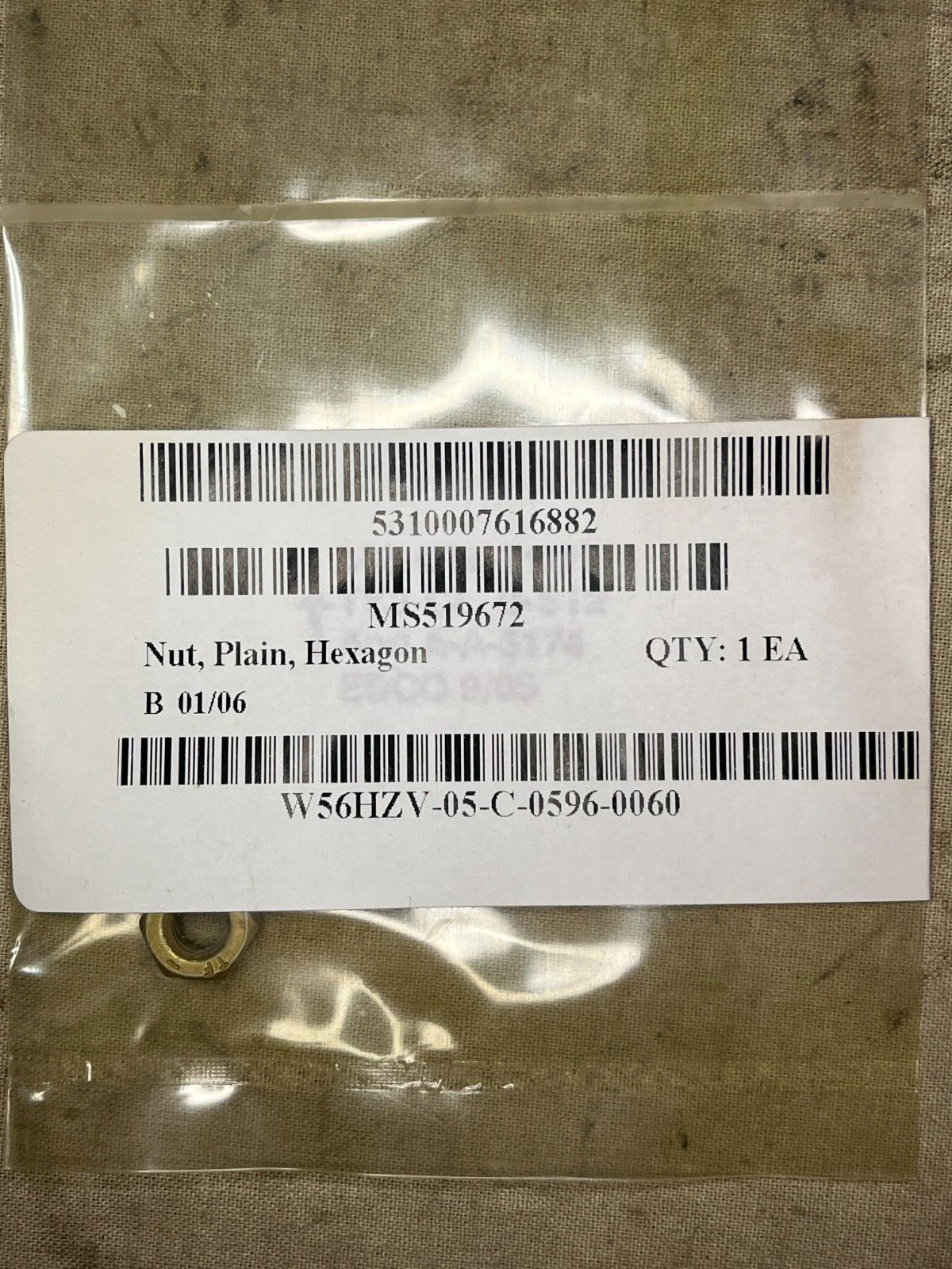 HEXAGON PLAIN NUT 1/4-20 MS51967-2 825204-226 859019 862-1001 5310-00-761-6882