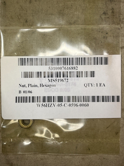 HEXAGON PLAIN NUT 1/4-20 MS51967-2 825204-226 859019 862-1001 5310-00-761-6882