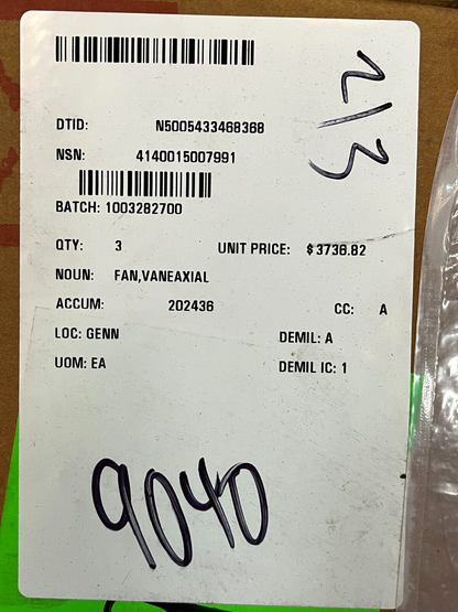 USGI MILITARY HEAVY DUTY APW 220-0070-4 VANEAXIAL FAN C-1522-4 4140-01-500-7991