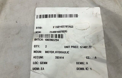 MEGA 304656 HEAVY DUTY HYDRAULIC PRESSURE MONITOR MOTOR 2540-01-602-9599 NOS