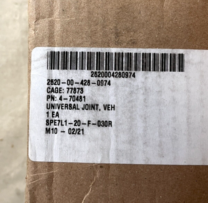 MILITARY AAVR-7A1 GKN ROCKFORD 4-70481 UNIVERSAL JOINT 2587079 520-00-428-0974