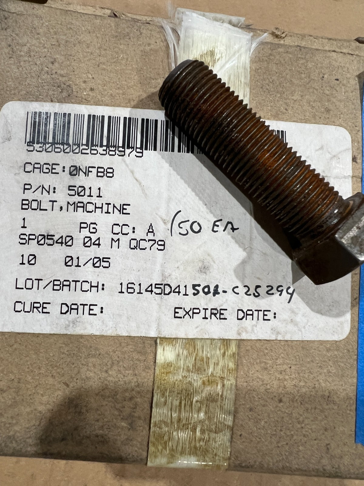 Hexagon Steel Machine Bolt 3B4419 NSN 5306-00-263-8979