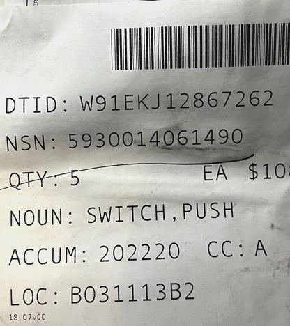 NEW HELICOPTER OH-58D 406-301-301-103 PUSH SWITCH 5930-01-406-1490 USA-STOCK