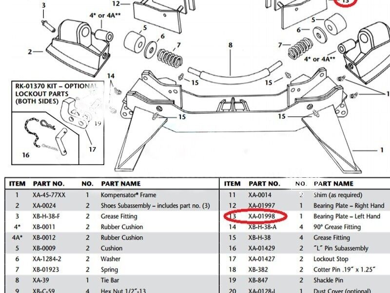 (1EA) HEMTT, FMTV, M-915 TRUCK XA-01998 ADJUSTING BEARING PLATE 2510-01-198-1160