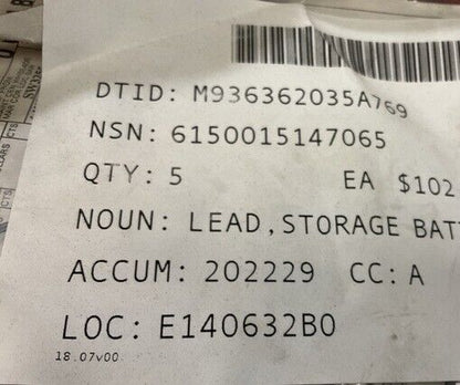 MATHENY MOTOR TRUCK TRACTOR A06-42593-088 STORAGE BATTERY LEADS 6150-01-514-7065