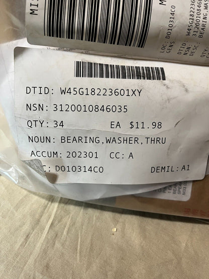 HEMTT M1070 TRUCK 2AX279 THRUST WASHER BEARING 29519114 6839511 3120-01-084-6035