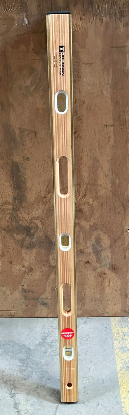 JOHNSON LEVEL & TOOL 48" HEAVY DUTY HARDWOOD BRASS BOUND LEVEL 073 NO 748