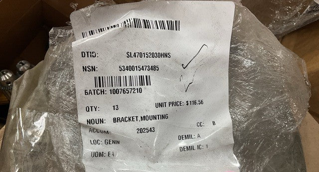 PALLETIZED LOADING SYSTEM 1932-A43 MOUNTING BRACKET 5HB286 5340-01-547-3485