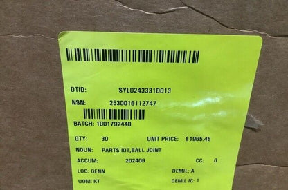 OSHKOSH MTVR 7 TON  3919960 FRONT BALL JOINT PARTS KIT 2530-01-611-2747