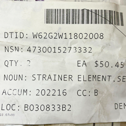 1 LIGHTWEIGHT WATER PURIFIER 12489140 SEDIMENT STRAINER ELEMENT 4730-01-527-8332