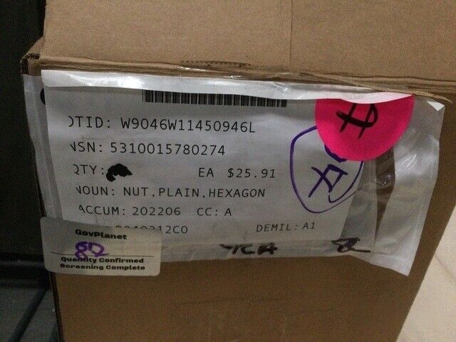 MILITARY MRAP RG-31 R0081478 HEXAGON PLAIN NUT NSN 5310-01-578-0274 1EA