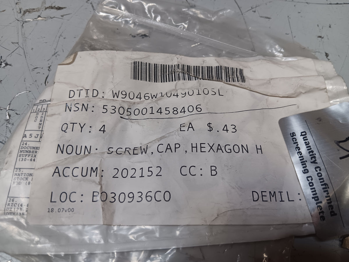 Military Standards MS35307-322 Hexagon Head Cap Screw - NSN 5305-00-145-8406 - inventory label