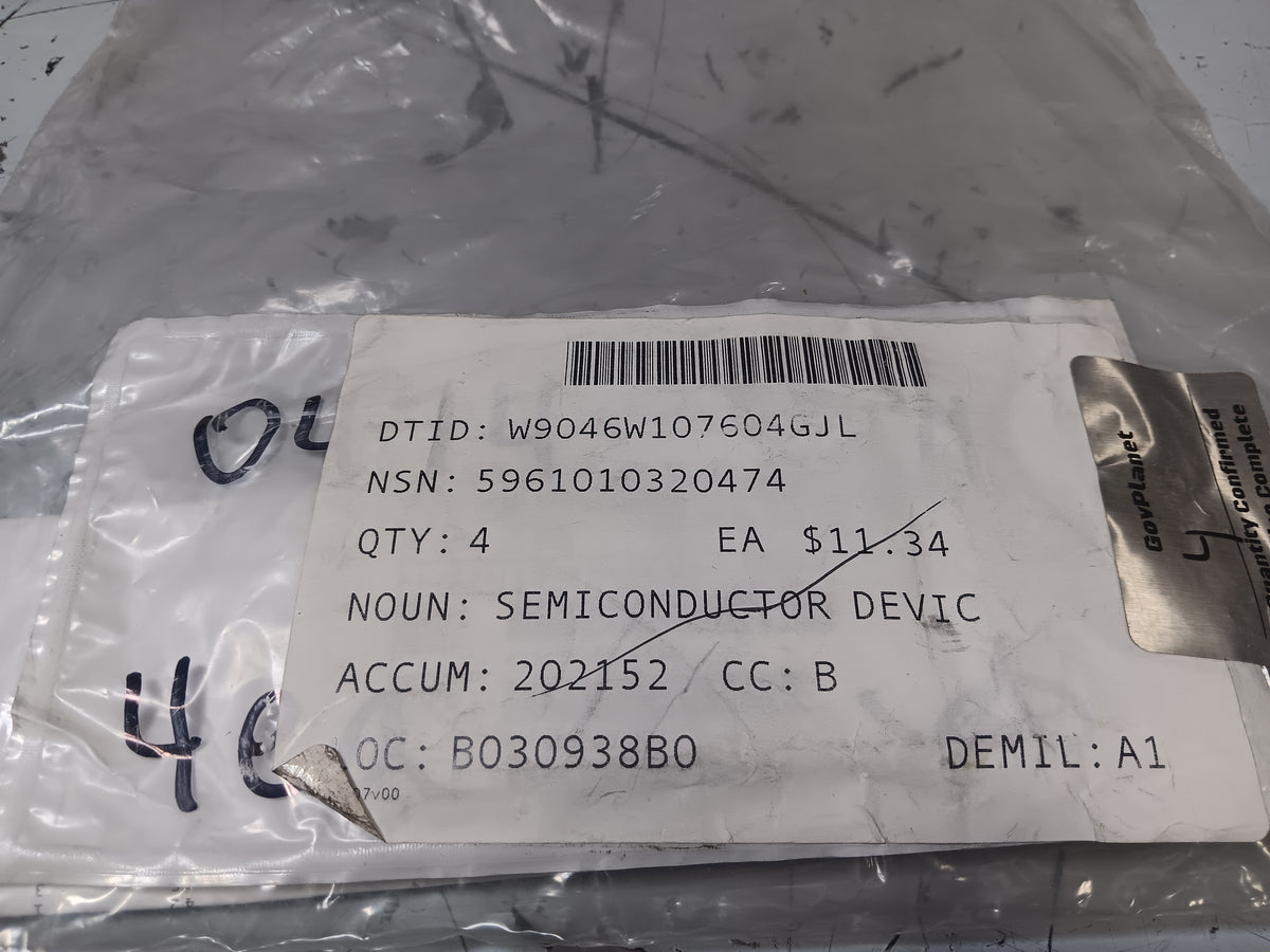 MILITARY SPECIFICATIONS JANTX1N5557 Diode - NSN 5961-01-032-0474 - inventory label