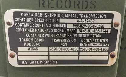 M35A3 Allison 57K3640 Transmission