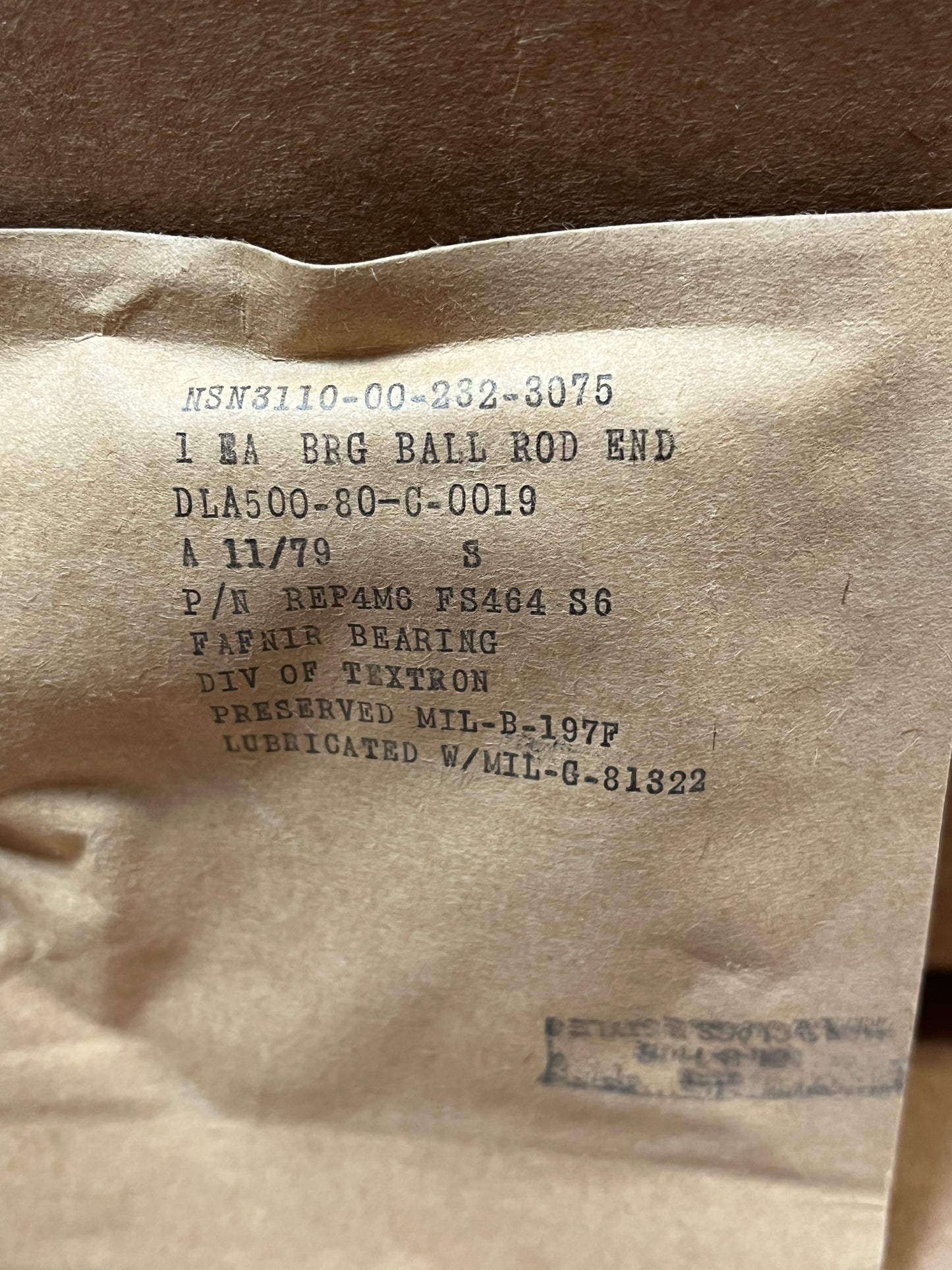 BEARING,BALL,ROD END NSN: 3110-00-232-3075