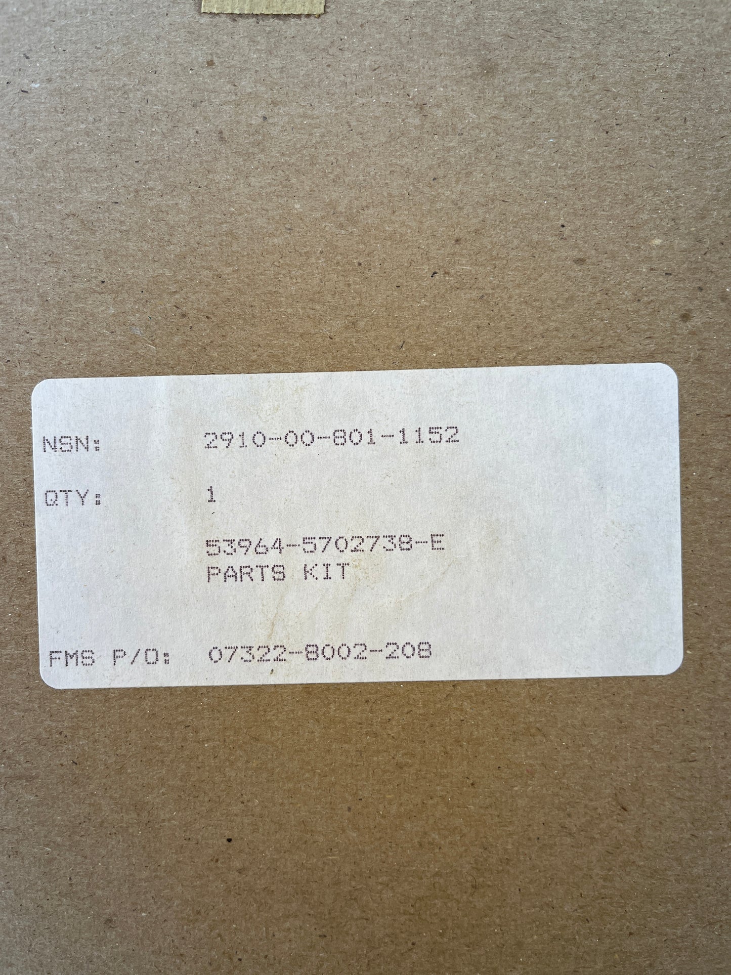 5702738 4330-00-801-1152 FUEL FILTER PARTS KIT M60 SECONDARY