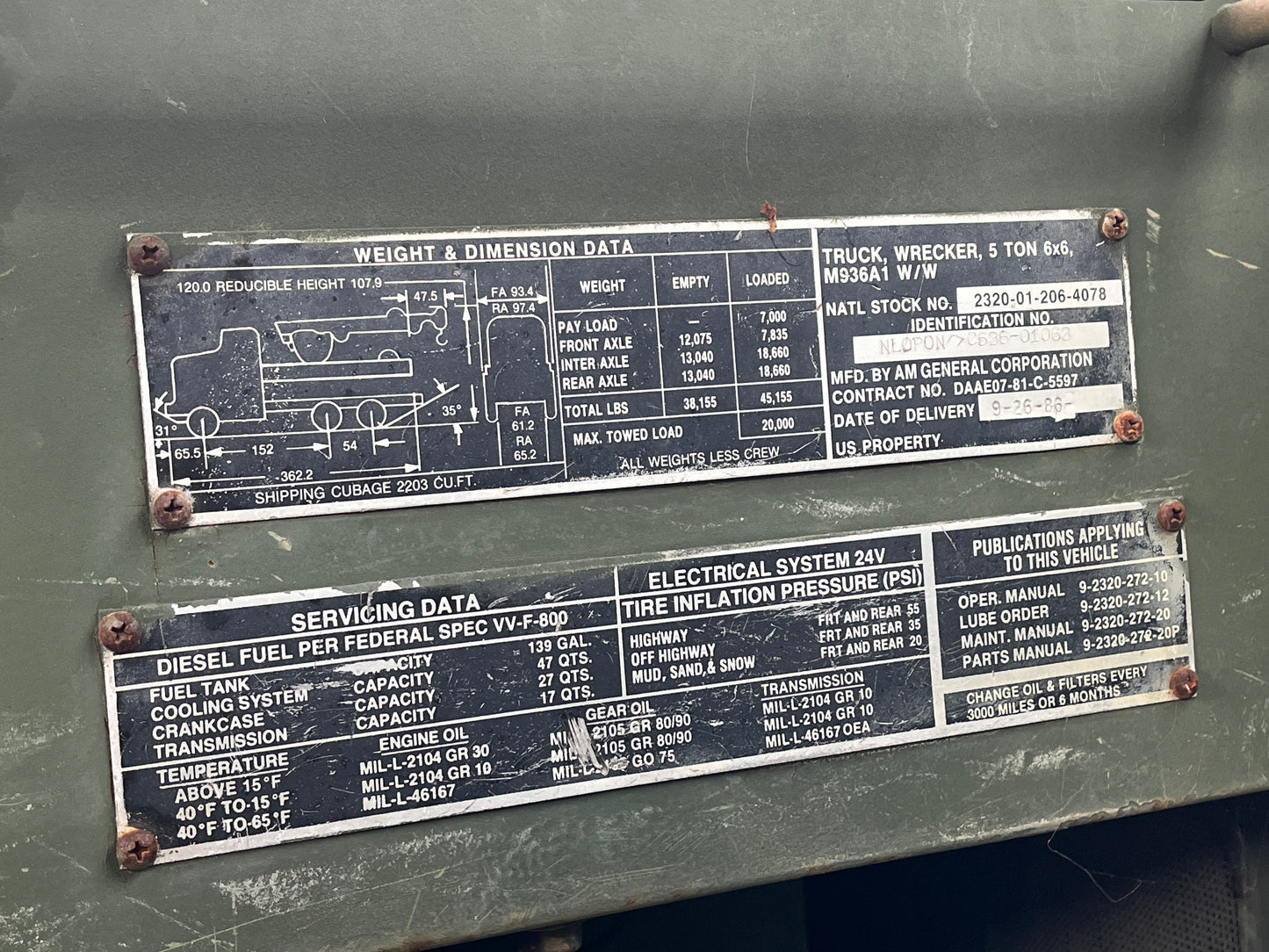 M936A1 5 TON 6X6 WRECKER TRUCK WITH WINCH FOR SALE *RARE*