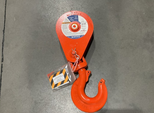 Crosby McKissick 12 Ton #416 Alloy Snatch Block w/ Hook (8" Sheave, 3/4"-7/8" Wire Rope)  NSN 3940-01-556-3295
