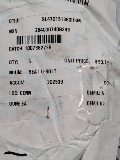 U.S. Army Tank-Automotive Command 7409343 U-Bolt Seat - NSN 2540-00-740-9343 - inventory label