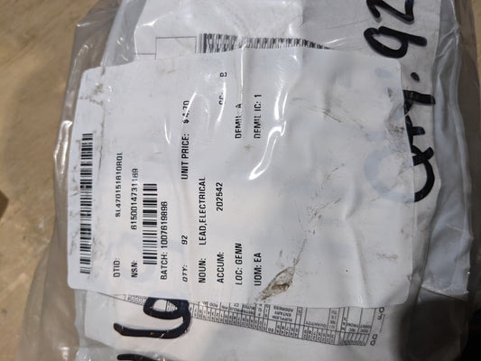 U S Army Tank Automotive Command 12469065-1 Electrical Lead - NSN 6150-01-473-1169 - inventory label
