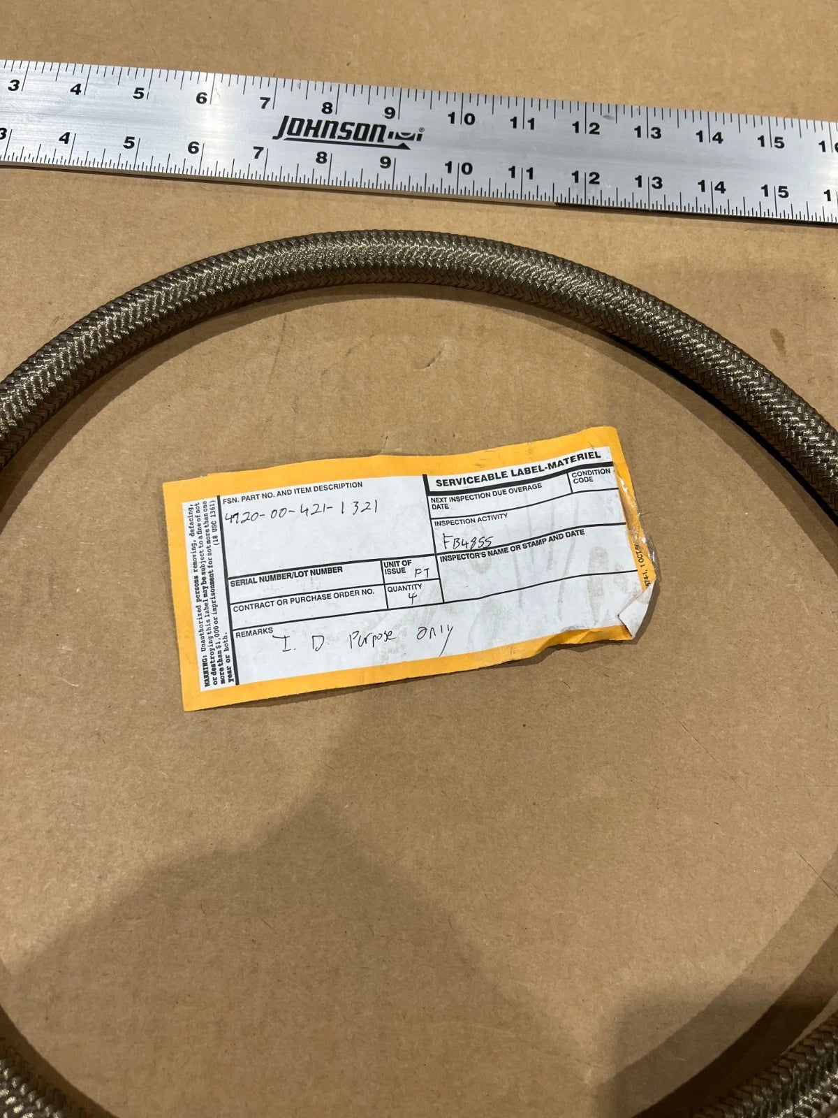 AIRCRAFT A10 GRUMMAN MIL-DTL-83298 NONMETALLIC HOSE MIL-H-83297 4720-00-421-1321