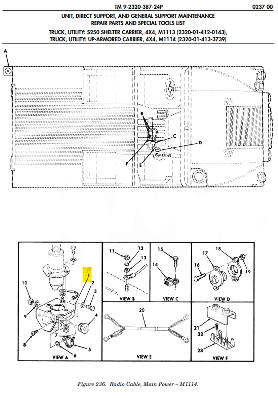 HMMWV HUMVEE M998 ANTENNA SUPPORT BRACKET 12340364 5583550 5340-01-197-5470
