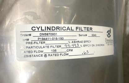NEW DONALDSON P19-4411-016-190 CYLINDRICAL HEPA FILTER 99.97% FILTRATION 4330-01-418-0039